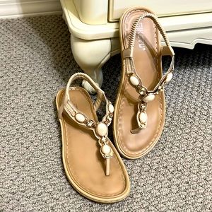 Dressy sandals with stone detail. Great for walking!